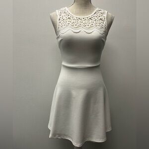 Lulu's White Lace Yoke Skater Dress